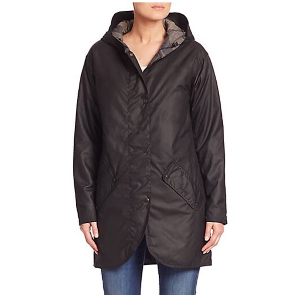 BARBOUR // coll quilted waxed barn jacket with hood - Picture 6 of 6